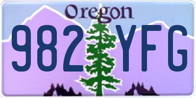 OR license plate 982YFG