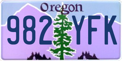 OR license plate 982YFK