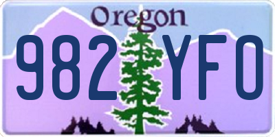 OR license plate 982YFO