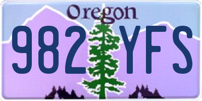 OR license plate 982YFS