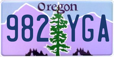 OR license plate 982YGA