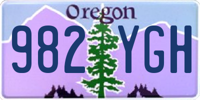 OR license plate 982YGH