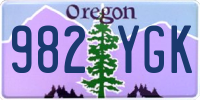 OR license plate 982YGK