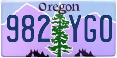 OR license plate 982YGO