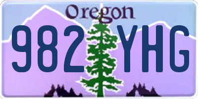 OR license plate 982YHG