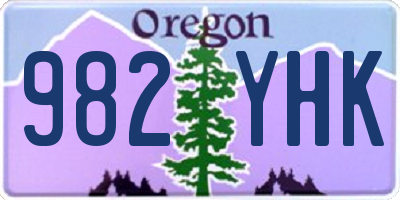 OR license plate 982YHK