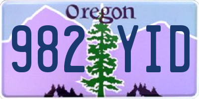 OR license plate 982YID