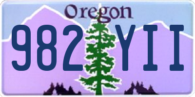 OR license plate 982YII