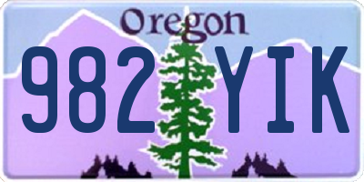 OR license plate 982YIK