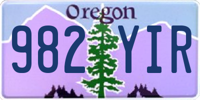 OR license plate 982YIR