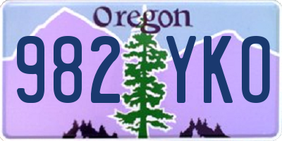 OR license plate 982YKO