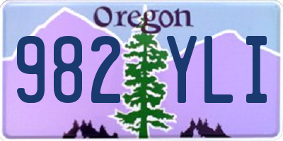 OR license plate 982YLI