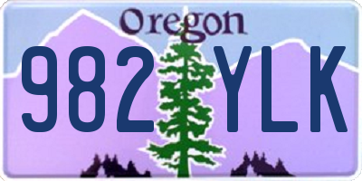 OR license plate 982YLK