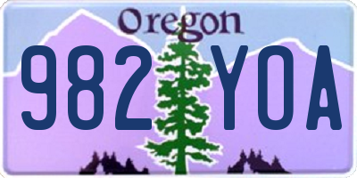 OR license plate 982YOA