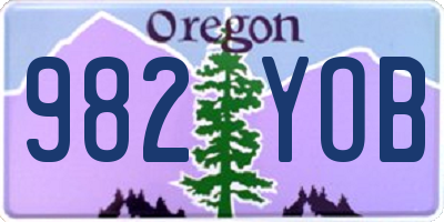 OR license plate 982YOB