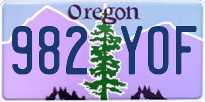 OR license plate 982YOF