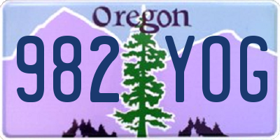 OR license plate 982YOG