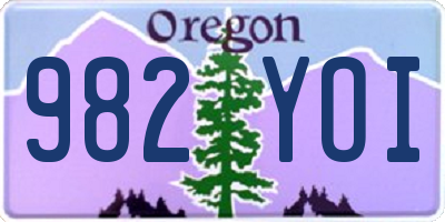 OR license plate 982YOI