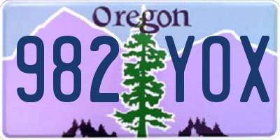 OR license plate 982YOX