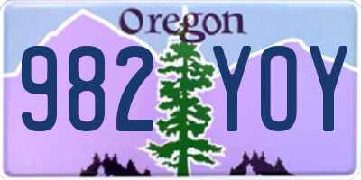 OR license plate 982YOY