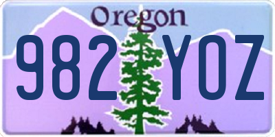 OR license plate 982YOZ
