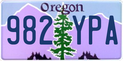 OR license plate 982YPA