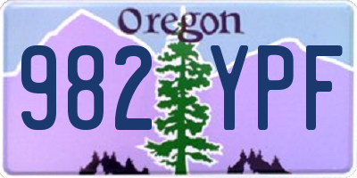 OR license plate 982YPF