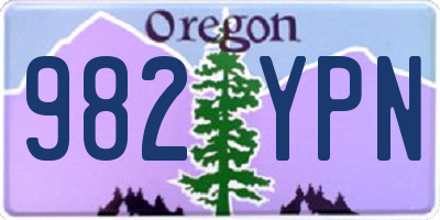 OR license plate 982YPN