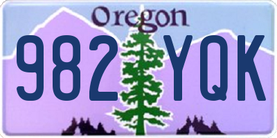 OR license plate 982YQK