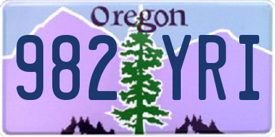 OR license plate 982YRI