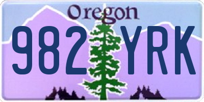 OR license plate 982YRK