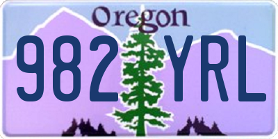 OR license plate 982YRL