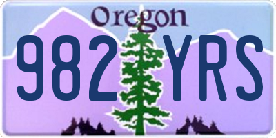 OR license plate 982YRS