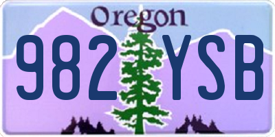 OR license plate 982YSB