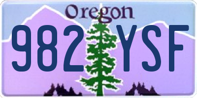 OR license plate 982YSF