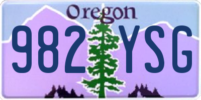 OR license plate 982YSG