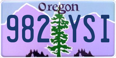 OR license plate 982YSI