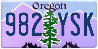 OR license plate 982YSK