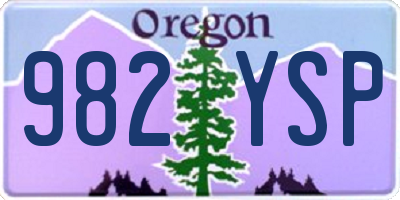 OR license plate 982YSP