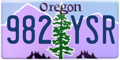 OR license plate 982YSR