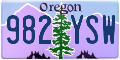 OR license plate 982YSW