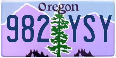 OR license plate 982YSY