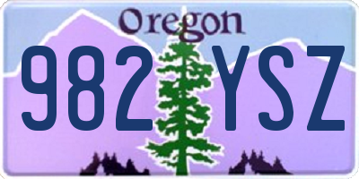 OR license plate 982YSZ