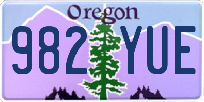 OR license plate 982YUE