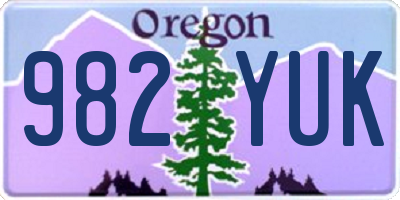 OR license plate 982YUK
