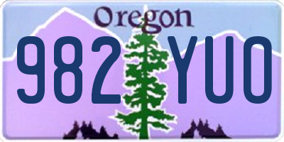 OR license plate 982YUO