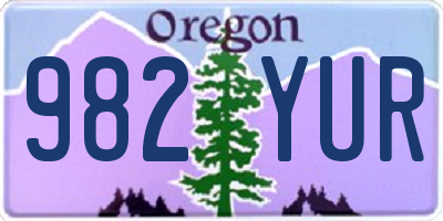 OR license plate 982YUR