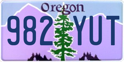 OR license plate 982YUT