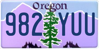 OR license plate 982YUU