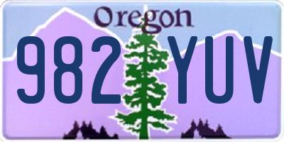 OR license plate 982YUV